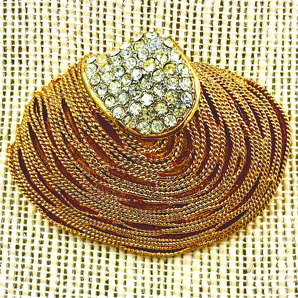 Vintage Seashell Brooch - Signed Craft